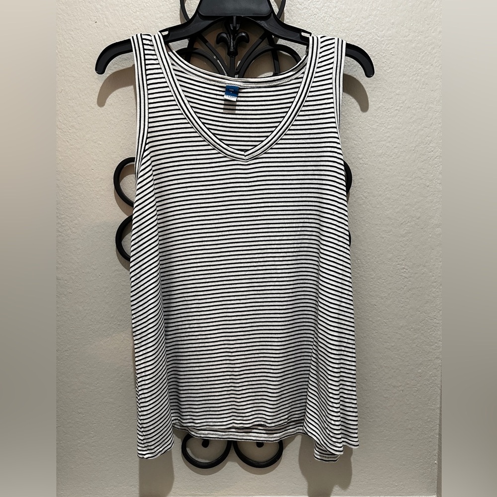Old Navy Black & White Striped Tank Top
